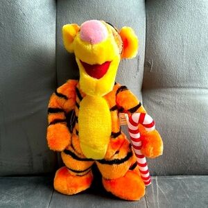 Vintage 10" Disney Tigger Christmas Tree Ornament Moveable Plush Santas Best